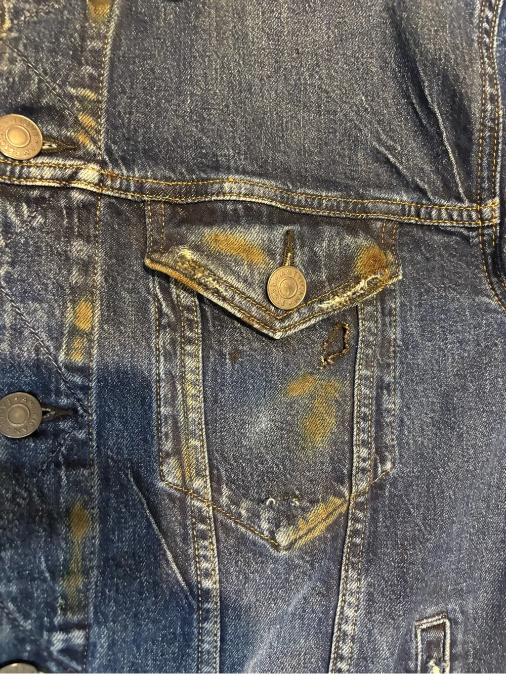American Eagle Denim jacket. Size Medium distressed grunge style upcycled